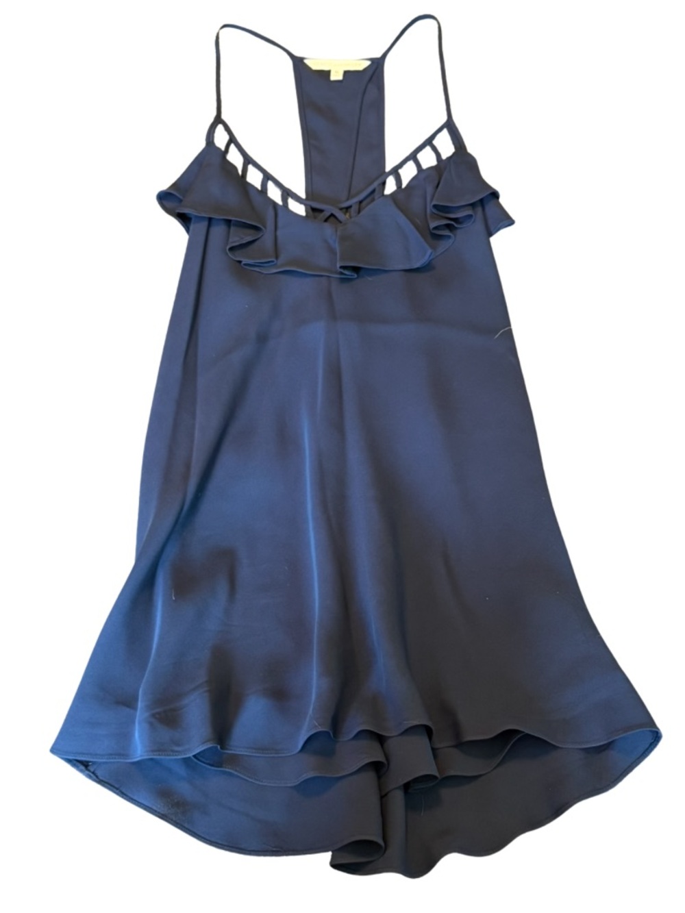 Rebecca Minkoff Navy Ruffle-Front Women’s Tank Top with Cut Outs